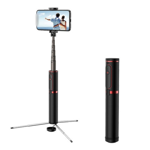 Selfie Sticks Multifunctional Wireless Bt Selfie Stick For Mobilephone Foldable Handheld Monopod Shutter Remote Extendable Mini Tripod Phone Red