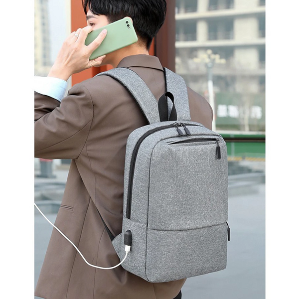 Men's Fashion Backpack School Bags Simple Solid Color Light Gray