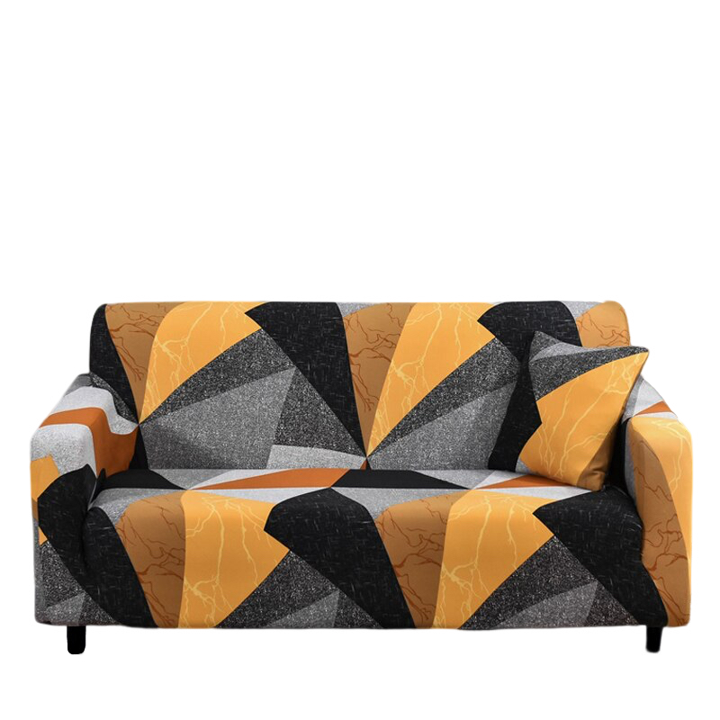 Slipcovers 4 Seater Sofa Cover Golden Yellow Geometric Style Elastic Stretchable Slipcover