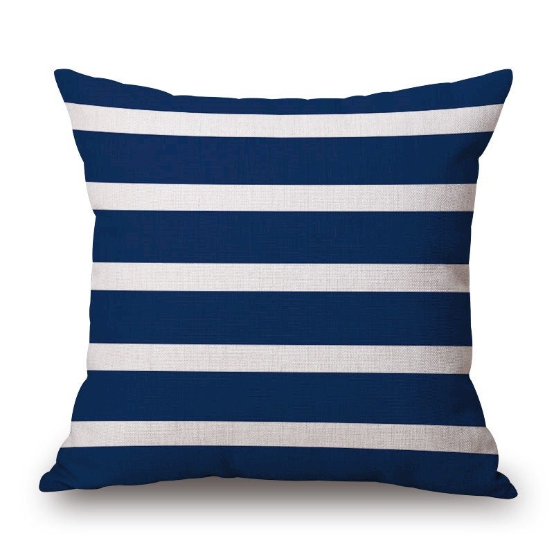 Cushions & Decorative Pillows Navy White Stripes On Cotton Linen Pillow Cover