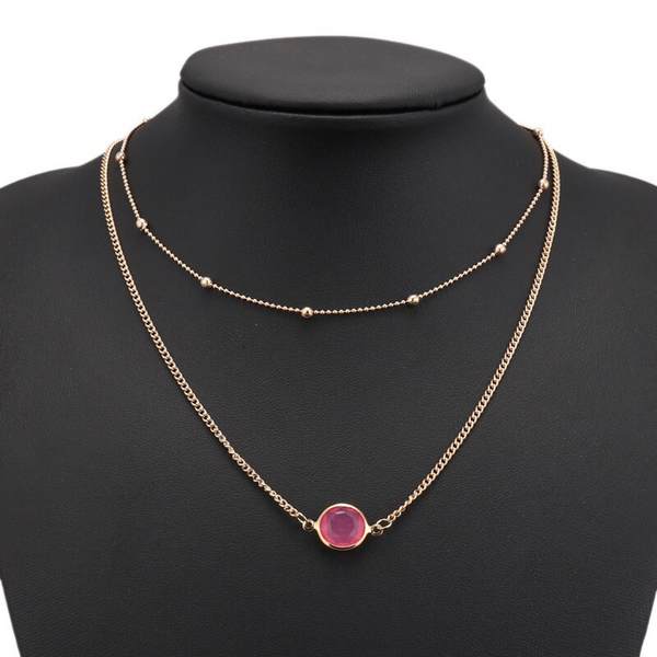 Necklaces & Pendants Natural Stone Glass Inlaid With Fashion Necklace Red