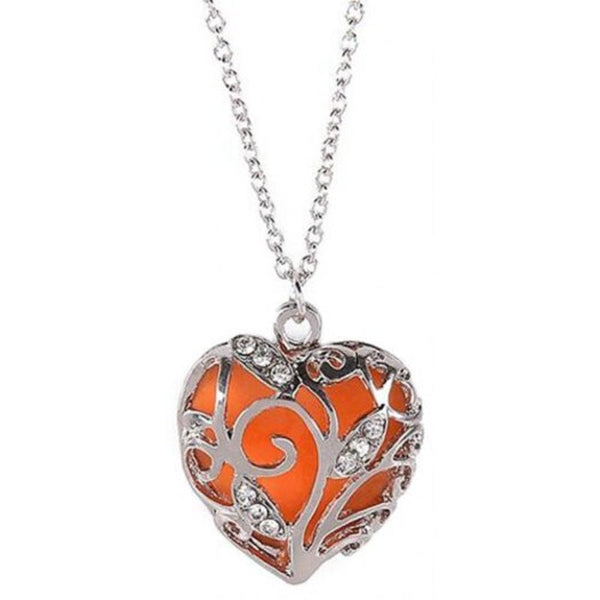 Necklaces & Pendants Necklaces Luminous Heart Shaped Pendant Orange