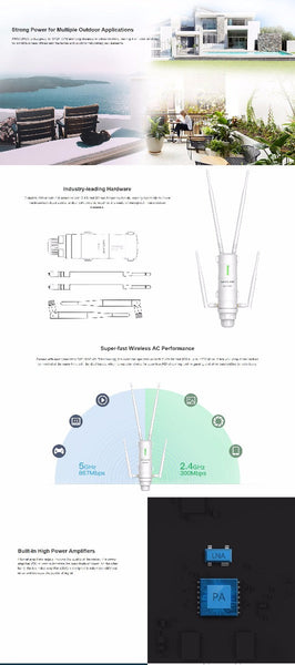 Boosters, Extenders & Antennas Wavlink Ac1200 High Power Outdoor Gigabit Wi Fi Range Extender (Aerial Hd4) Ws Wn572hg3