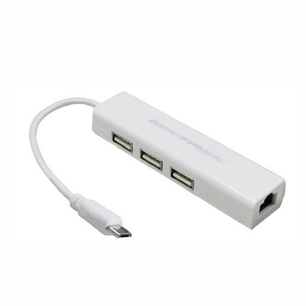 USB Cables, Hubs & Adapters Micro Usb To Network Lan Ethernet Rj45 Adapter With 3 Port 2.0 Hub