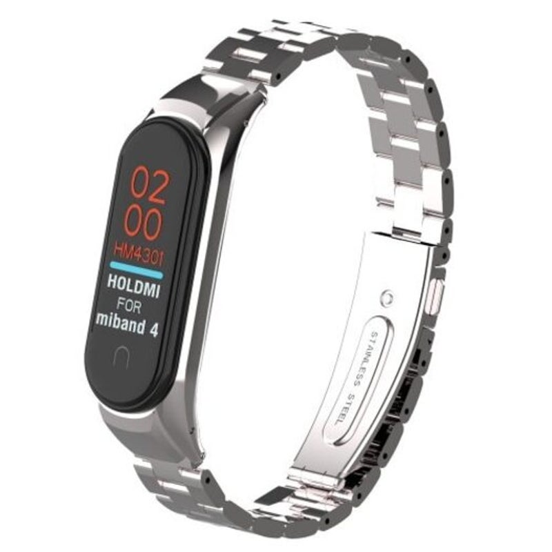 Watch Bands Replacement Steel Wristband For Xiaomi Mi Band 4 Silver