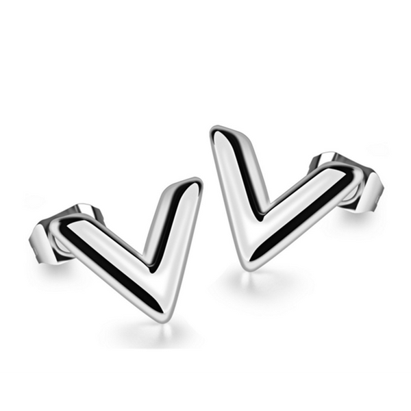 Earrings Simple Fashion Titanium Steel Unique V Shape Stud