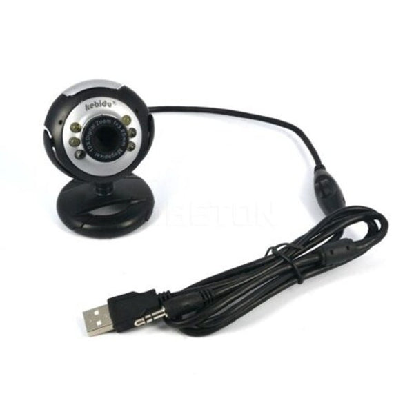 Webcams Usb 2.0 Digital Hd Webcam Camera 30.0 Mega Pixels 6 Led With Mic Black