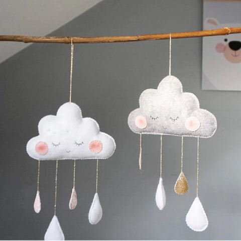 Nordic Kawaii Felt Cloud Raindrop Pendant Wall Hanging Decoration