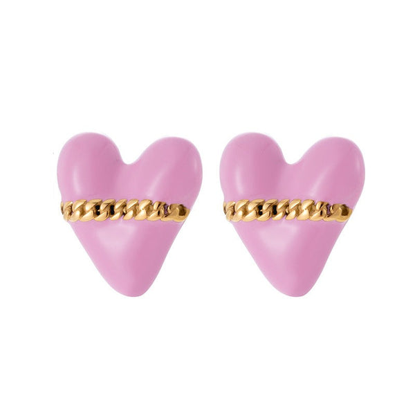 Earrings Titanium Steel Heart Shaped Round For Women Fashion Jewellery