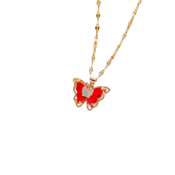 Necklaces & Pendants Necklace Female Micro Inlaid Zircon Butterfly Simple Clavicle Chain Fashion Jewellery