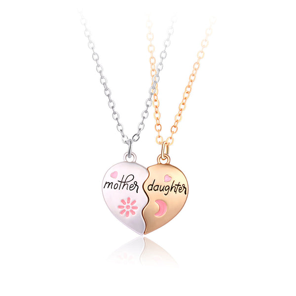 Necklaces & Pendants 2Pcs Set Jewelry Mother Daughter Necklace Matching Heart Magnetic Pendant Fashion Gifts For Mother's Day