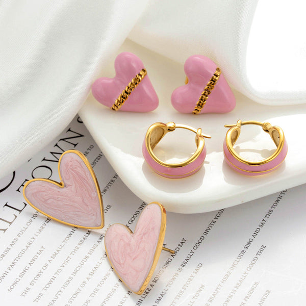 Earrings Titanium Steel Heart Shaped Round For Women Fashion Jewellery