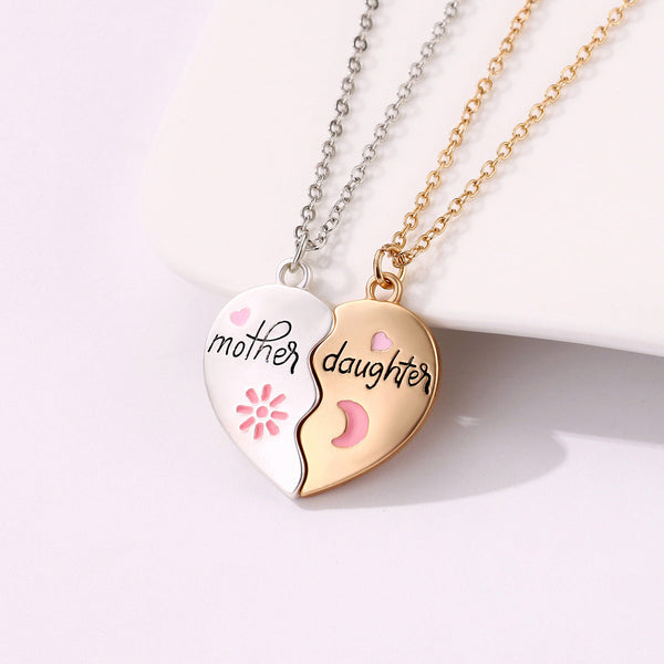 Necklaces & Pendants 2Pcs Set Jewelry Mother Daughter Necklace Matching Heart Magnetic Pendant Fashion Gifts For Mother's Day