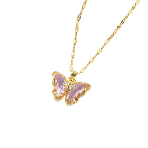 Necklaces & Pendants Necklace Female Micro Inlaid Zircon Butterfly Simple Clavicle Chain Fashion Jewellery