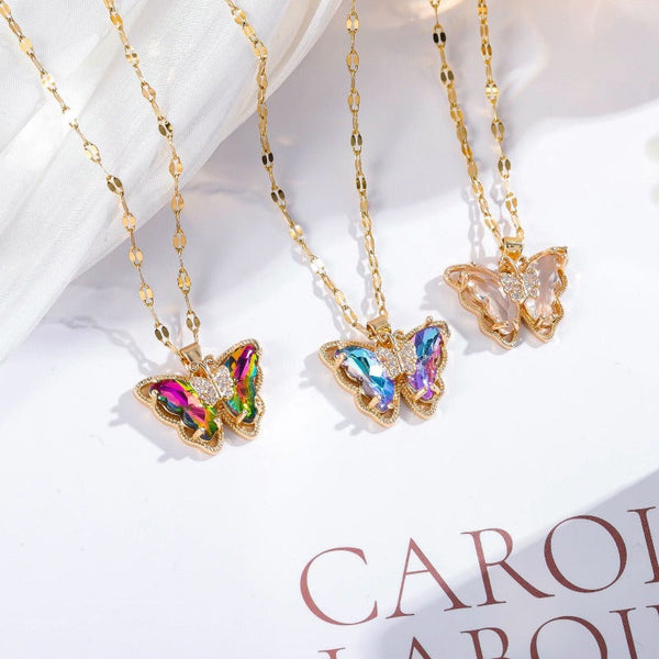 Necklaces & Pendants Necklace Female Micro Inlaid Zircon Butterfly Simple Clavicle Chain Fashion Jewellery