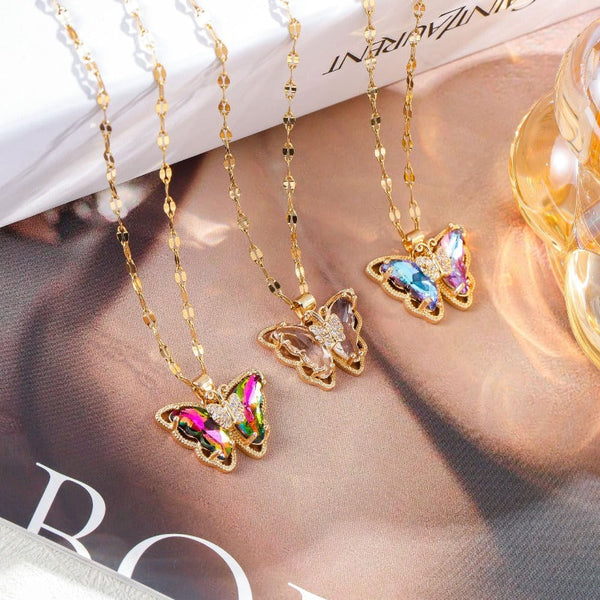 Necklaces & Pendants Necklace Female Micro Inlaid Zircon Butterfly Simple Clavicle Chain Fashion Jewellery