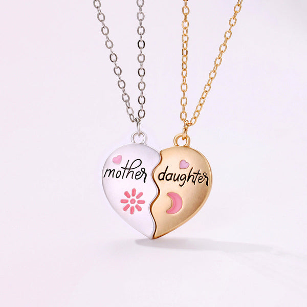 Necklaces & Pendants 2Pcs Set Jewelry Mother Daughter Necklace Matching Heart Magnetic Pendant Fashion Gifts For Mother's Day