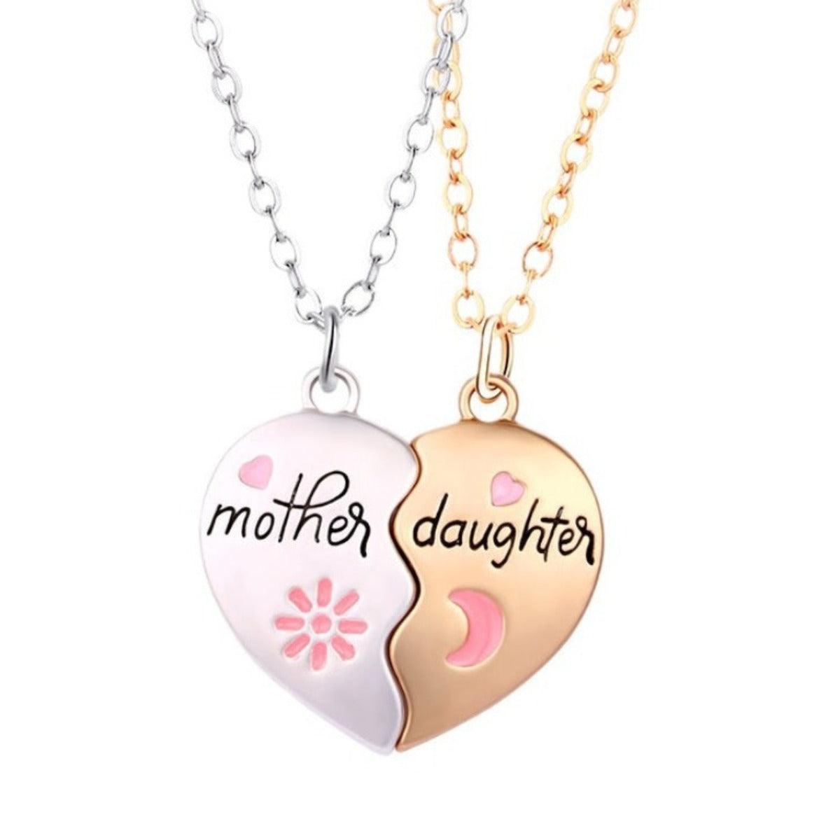 Necklaces & Pendants 2Pcs Set Jewelry Mother Daughter Necklace Matching Heart Magnetic Pendant Fashion Gifts For Mother's Day