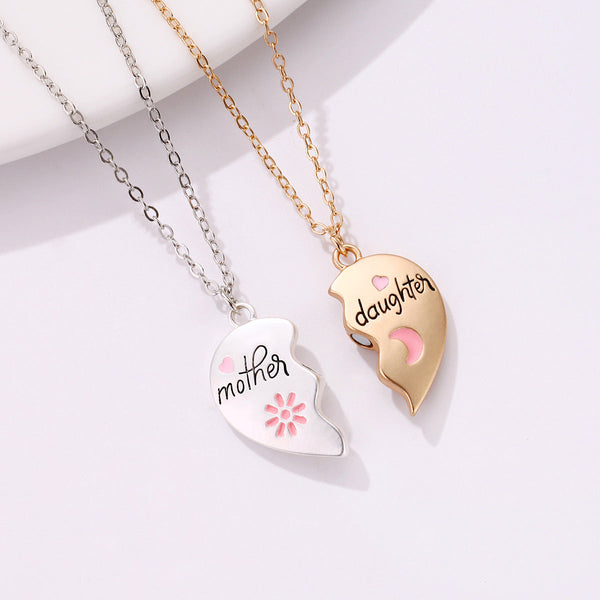 Necklaces & Pendants 2Pcs Set Jewelry Mother Daughter Necklace Matching Heart Magnetic Pendant Fashion Gifts For Mother's Day