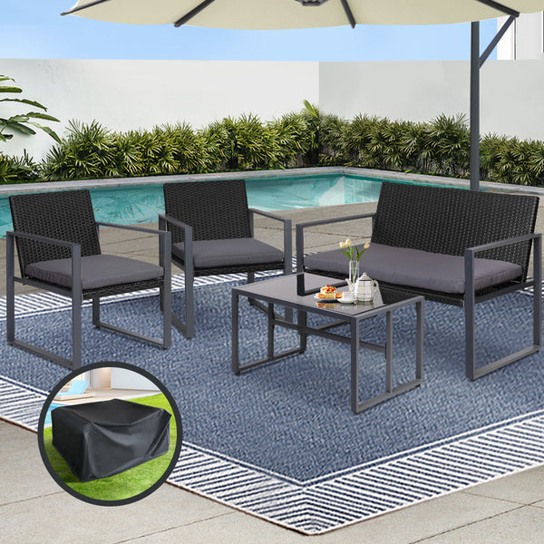 Patio Furniture Sets Gardeon 4 Pieces Outdoor Dining Set Lounge Setting Patio Wicker Chairs Table With