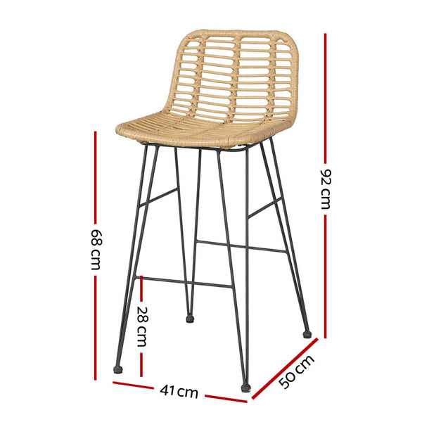 Benches Bar Stools Gardeon 2 Piece Outdoor Bar Stools Wicker Dining Chair Bistro Patio Balcony Set