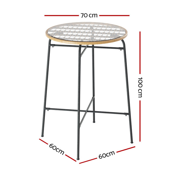 Bar Tables Gardeon Outdoor Bar Table Wicker Dining Bistro Patio Balcony Glass Steel