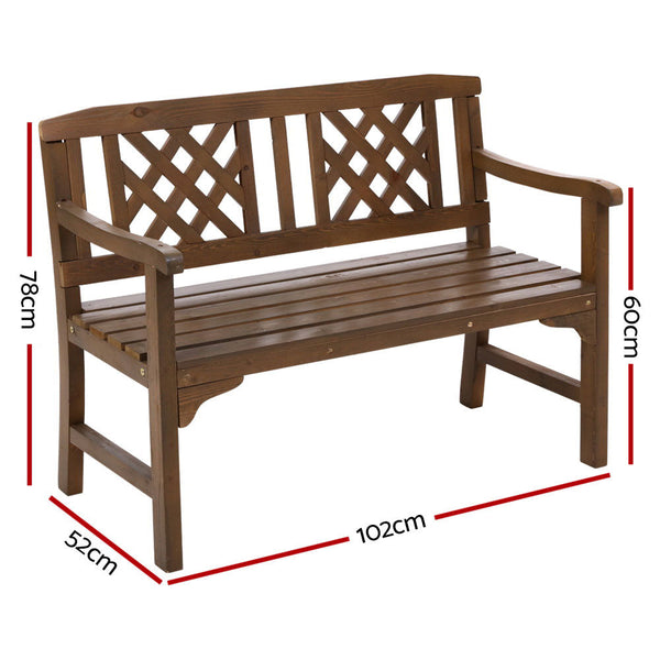 Patio Benches Gardeon Wooden Garden Bench 2 Seat Patio Furniture Timber Outdoor Lounge Chair Natural