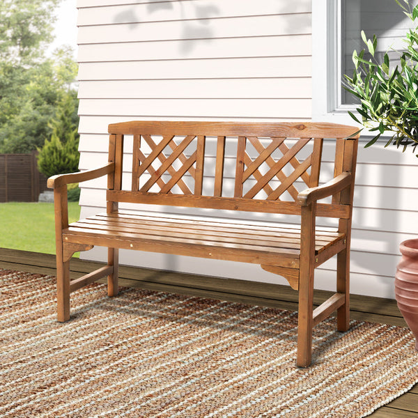 Patio Benches Gardeon Wooden Garden Bench 2 Seat Patio Furniture Timber Outdoor Lounge Chair Natural