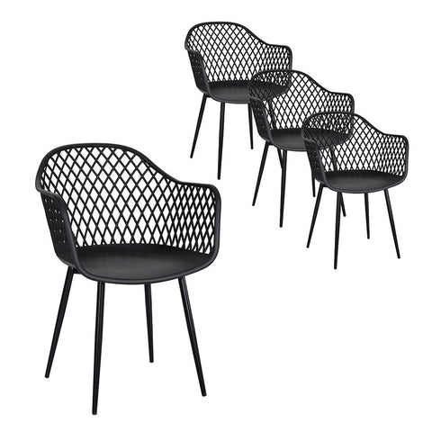 Patio Chairs Gardeon 4Pc Outdoor Dining Chairs Pp Lounge Patio Furniture Garden Black