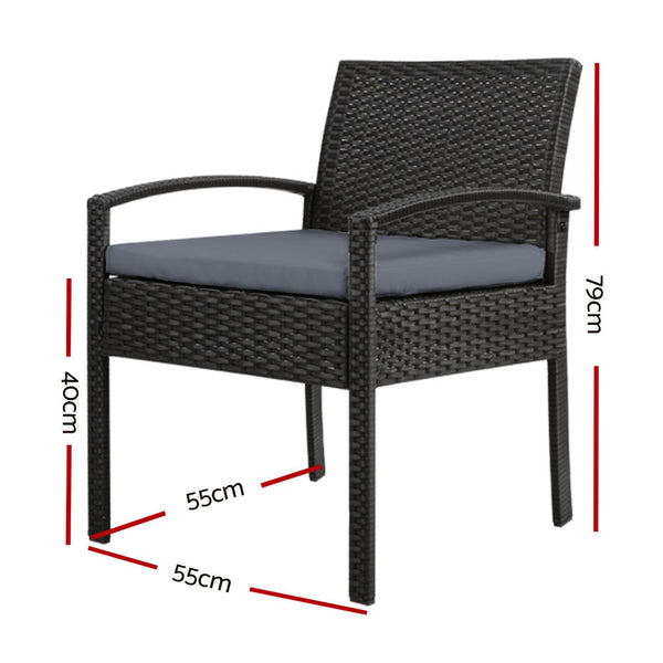 Patio Chairs Gardeon Outdoor Furniture Bistro Wicker Chair Black Uv Resistant Weather