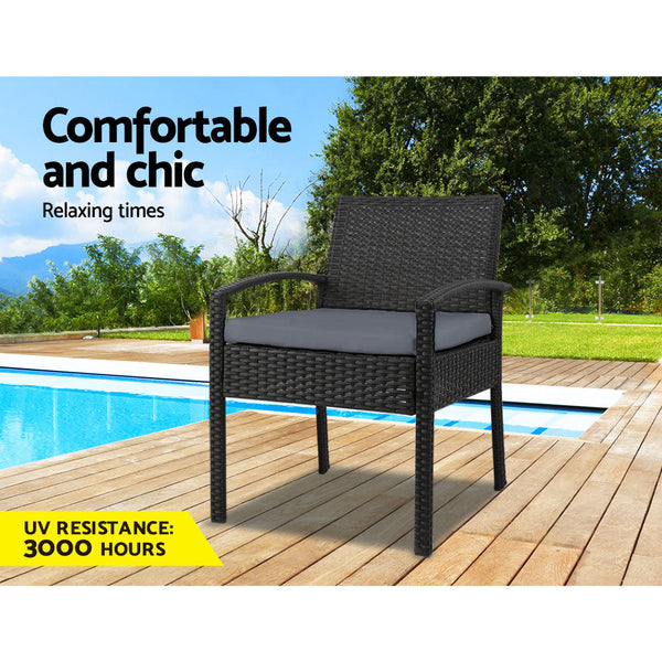 Patio Chairs Gardeon Outdoor Furniture Bistro Wicker Chair Black Uv Resistant Weather