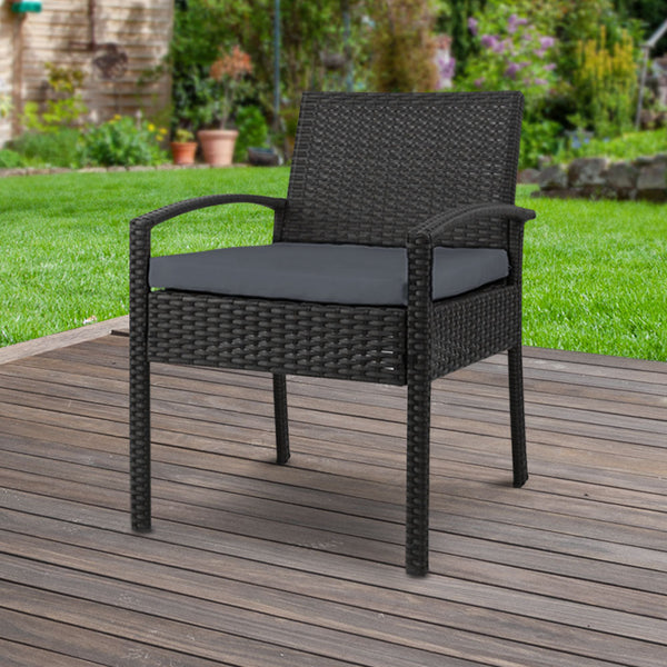 Patio Chairs Gardeon Outdoor Furniture Bistro Wicker Chair Black Uv Resistant Weather