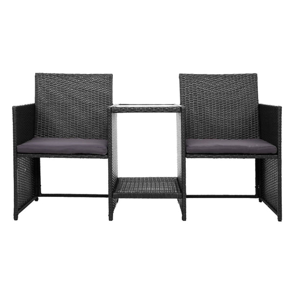 Patio Chairs Gardeon Outdoor Setting Wicker Loveseat Bistro Patio Garden Furniture Black