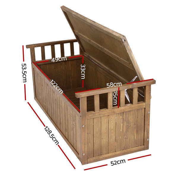 Storage Deck Boxes Gardeon Outdoor Storage Box Wooden Garden Bench 128.5Cm Chest Tool Toy Sheds Xl