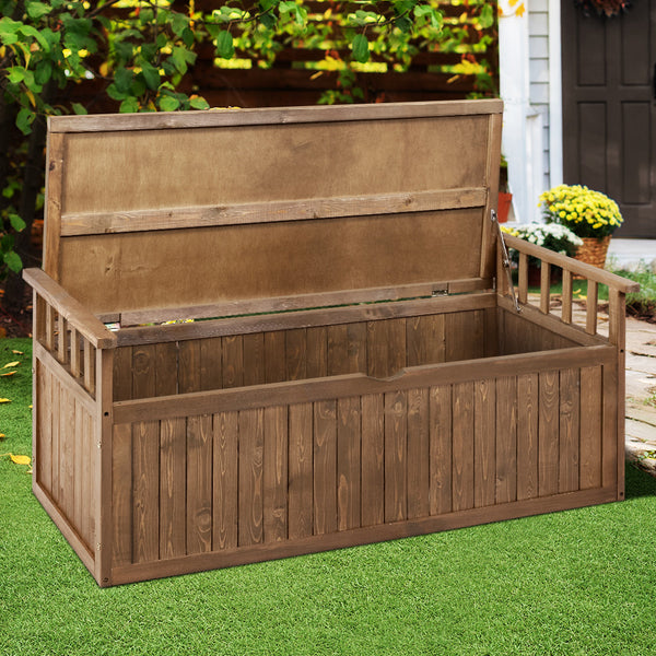 Storage Deck Boxes Gardeon Outdoor Storage Box Wooden Garden Bench 128.5Cm Chest Tool Toy Sheds Xl