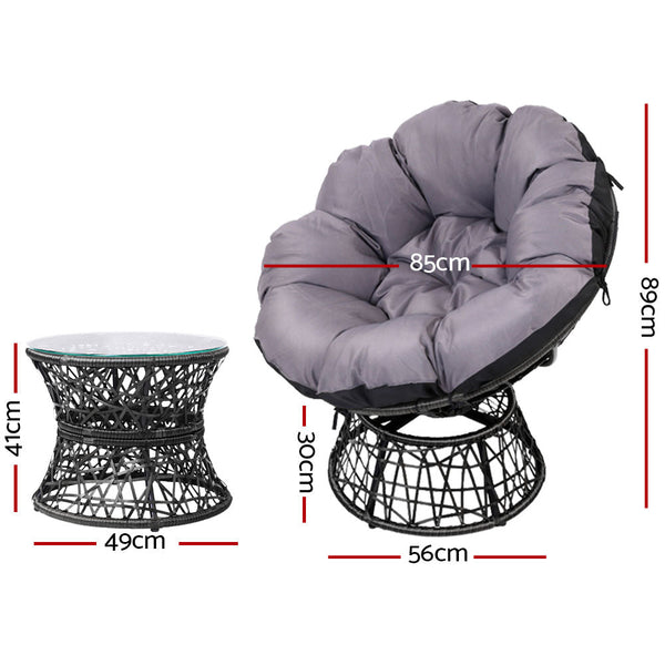 Patio Furniture Sets Gardeon Outdoor Papasan Chairs Table Lounge Setting Patio Furniture Wicker Black