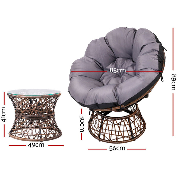 Patio Furniture Sets Gardeon Outdoor Papasan Chairs Table Lounge Setting Patio Furniture Wicker Brown