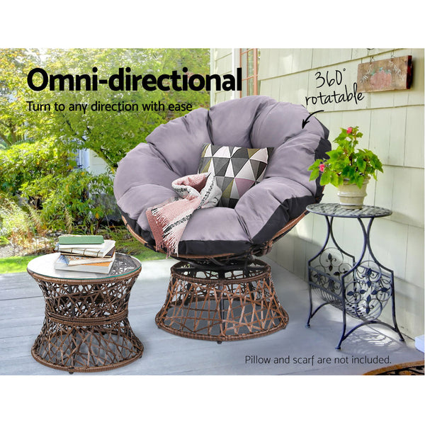 Patio Furniture Sets Gardeon Outdoor Papasan Chairs Table Lounge Setting Patio Furniture Wicker Brown