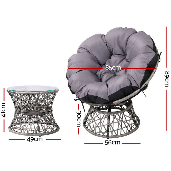 Patio Furniture Sets Gardeon Outdoor Papasan Chairs Table Lounge Setting Patio Furniture Wicker Grey