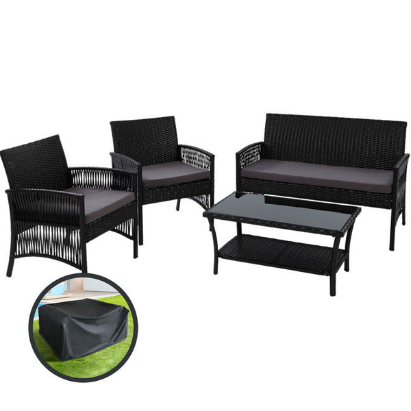 Patio Furniture Sets Gardeon 4 Pieces Outdoor Furniture Lounge Setting Rattan Patio Dining