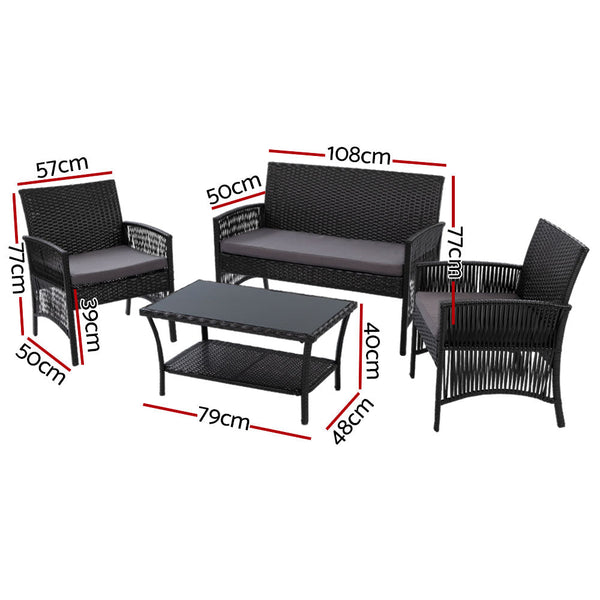 Patio Furniture Sets Gardeon 4 Pieces Outdoor Furniture Lounge Setting Rattan Patio Dining