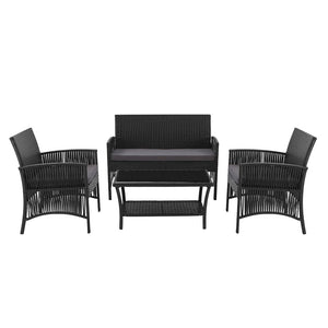 Gardeon 4 Pcs Outdoor Furniture Lounge Setting Rattan Patio Dining