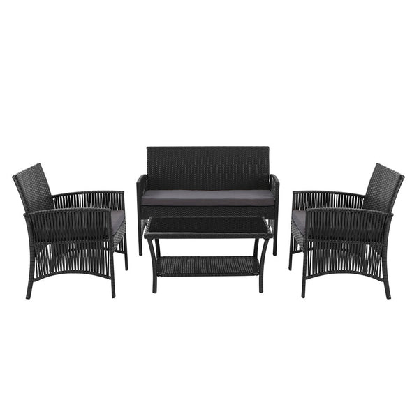 Patio Furniture Sets Gardeon 4 Pieces Outdoor Furniture Lounge Setting Rattan Patio Dining