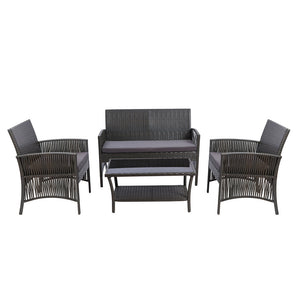 Gardeon Outdoor Furniture Dining Set Lounge Setting Rattan Patio Grey