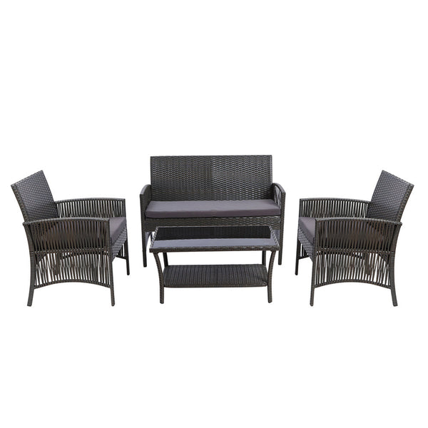 Gardeon Outdoor Furniture Dining Set Lounge Setting Rattan Patio Grey