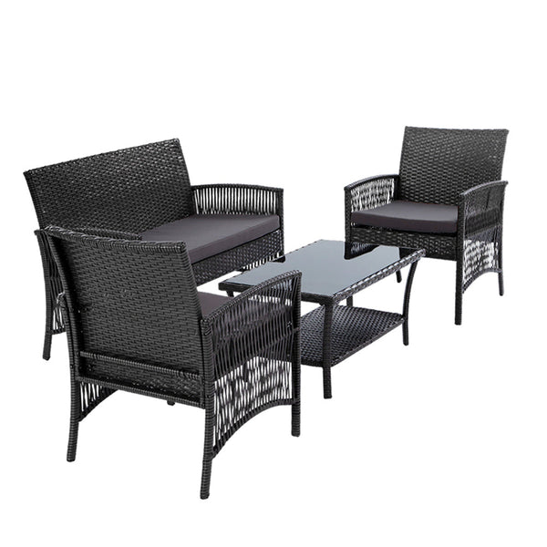 Gardeon Outdoor Furniture Dining Set Lounge Setting Rattan Patio Grey