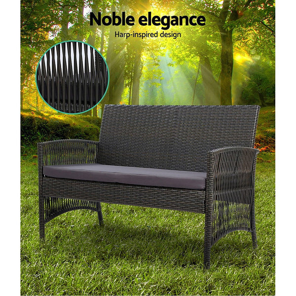 Gardeon Outdoor Furniture Dining Set Lounge Setting Rattan Patio Grey