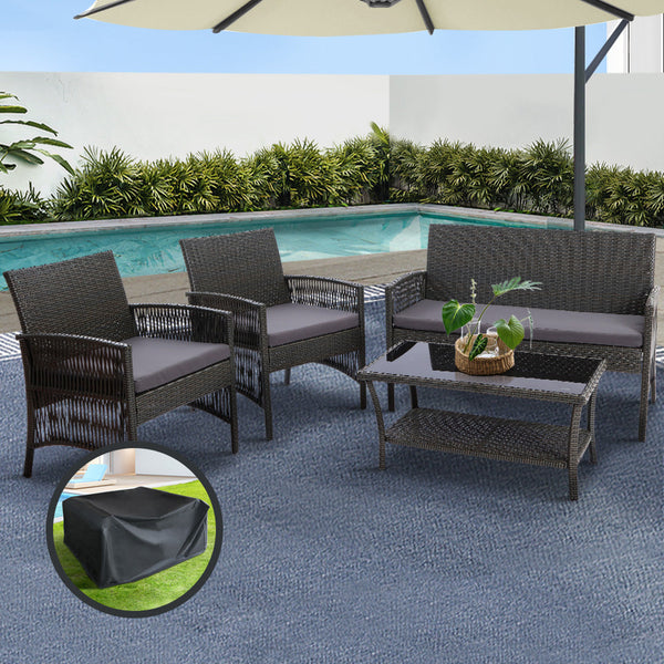 Patio Furniture Sets Gardeon Outdoor Furniture Dining Set Lounge Setting Rattan Patio Grey