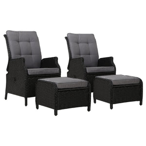 Patio Furniture Sets Gardeon Set Of 2 Recliner Chairs Sun Lounge Outdoor Setting Patio Furniture Wicker Sofa