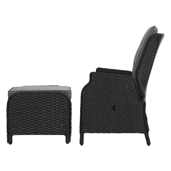 Gardeon Set Of 2 Recliner Chairs Sun Lounge Outdoor Setting Patio Furniture Wicker Sofa